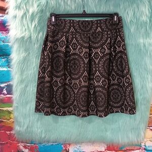 Jacera Black Laced Tan A Line Skirt Size M